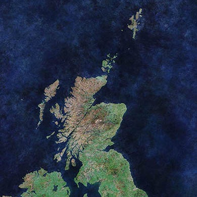 Cloud free image of Scotland