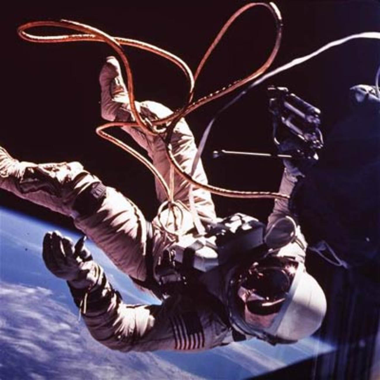 Astronaut Ed White moves away from the Gemini-4 capsule