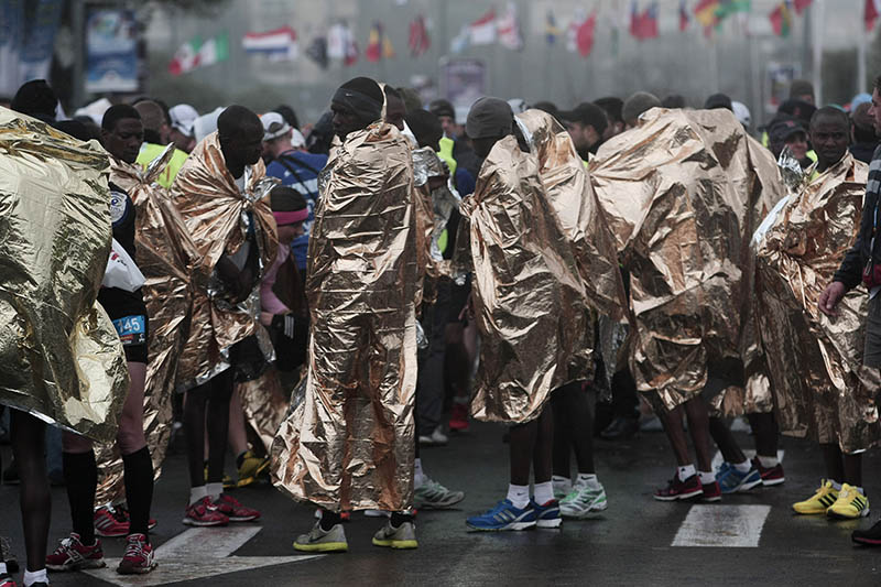 Runners with Space blankets
